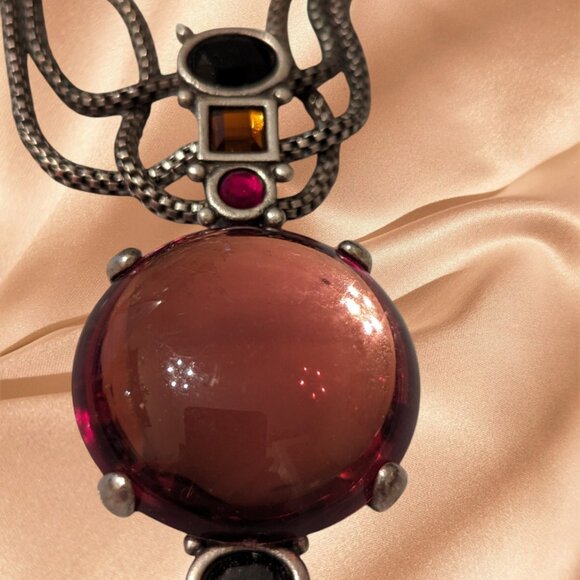 Chico's Amber Cabochon Rhodolite Pendant Necklace - Picture 6 of 9